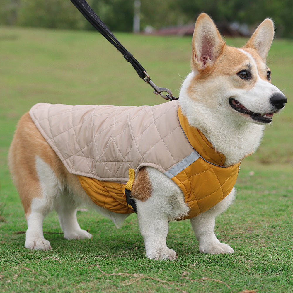 Warm reflective dog clothing, thickened cotton vest, dog cotton coat, pet clothing