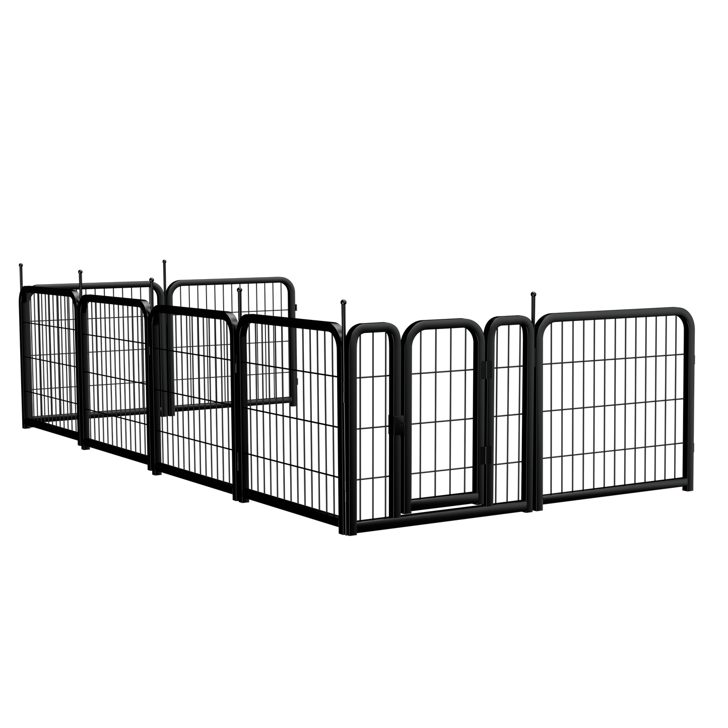 Outdoor dog fence, 8-piece board dog fence. 31 inch portable pet sports fence. Black, 26.3 inches wide x 31.5 inches high.