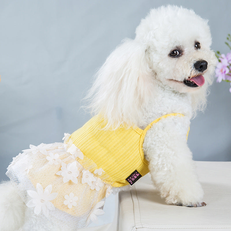 Spring And Summer Thin Pet Clothes Puppy Skirt Two-Legged Princess Suspender Skirt Small Dog Puppy Summer Dress