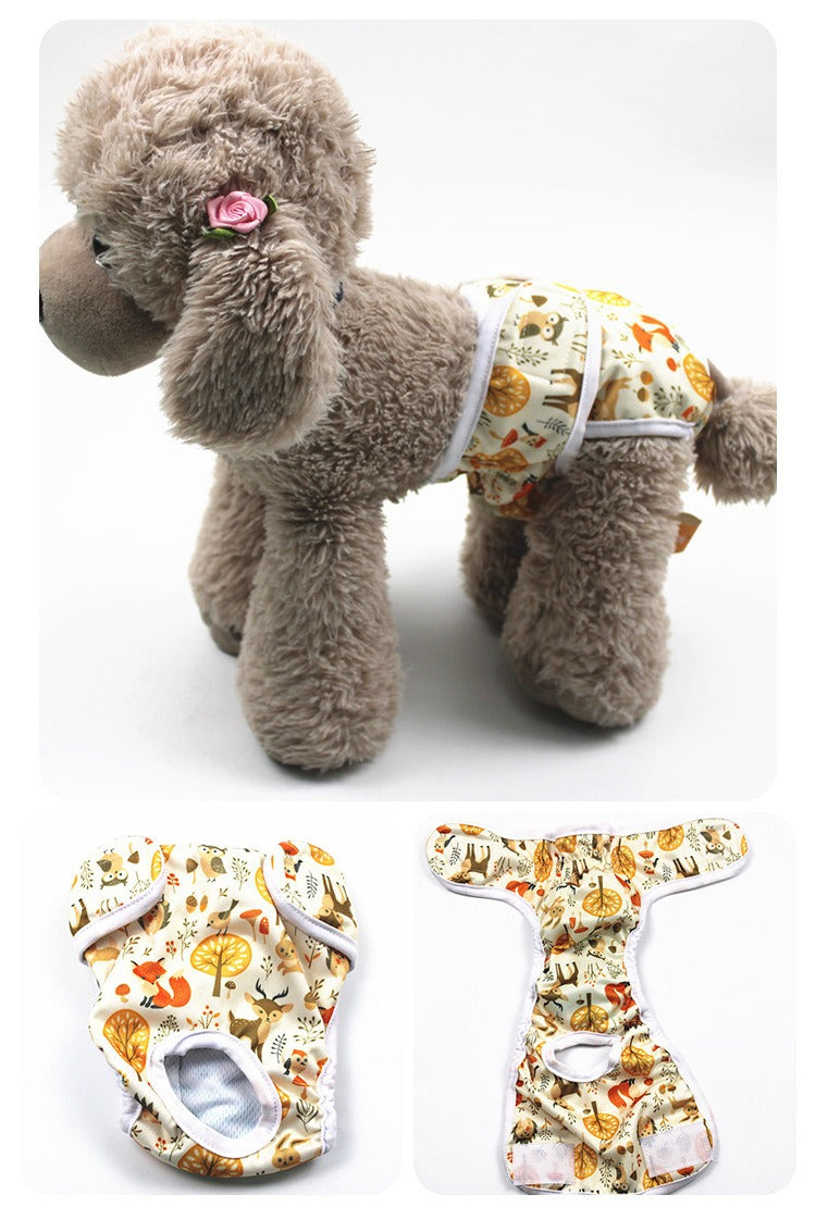 Pet Physiological Pants Cartoon Animal Print Anti Harassment Menstrual Diaper Dog Diapers