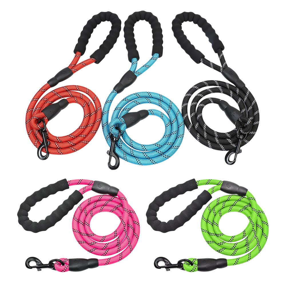 Reflective Dog Pet Leash Rope Nylon Small Dogs Puppy Leashes 150cm Long Heavy Duty Large Dog Lead Red Blue Pink Green Black