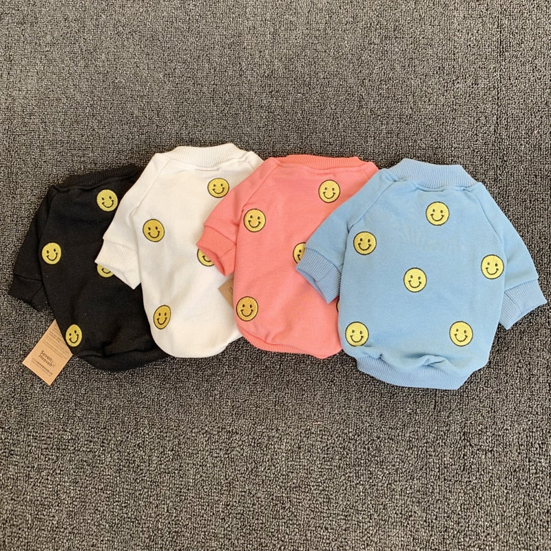 Smile Face Family Matching Outfits Clothes For Dog Small Medium Dog Bulldog Coat Jacket Spring Dog Women Hoodie Shirt Pajamas