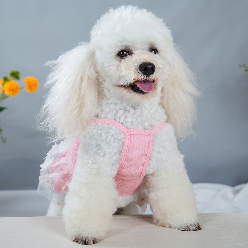 Spring And Summer Thin Pet Clothes Puppy Skirt Two-Legged Princess Suspender Skirt Small Dog Puppy Summer Dress