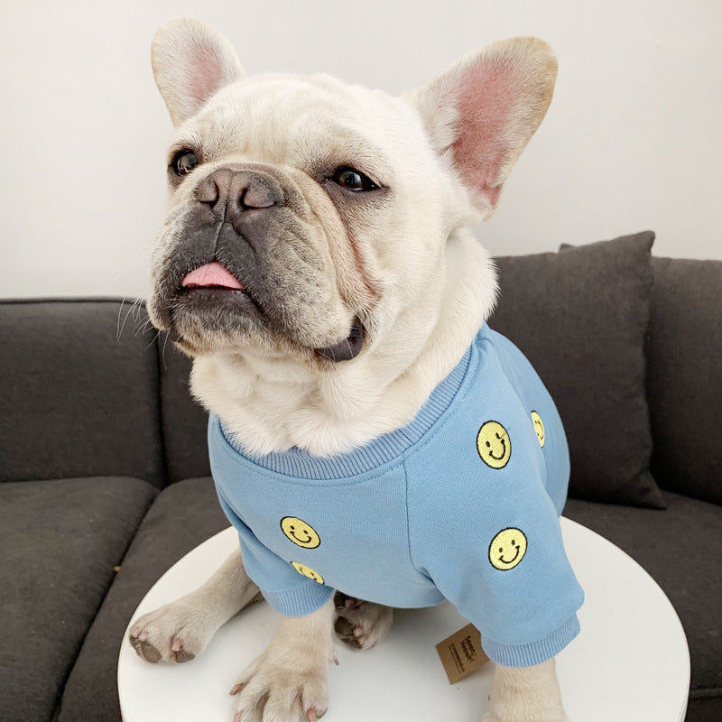 Smile Face Family Matching Outfits Clothes For Dog Small Medium Dog Bulldog Coat Jacket Spring Dog Women Hoodie Shirt Pajamas